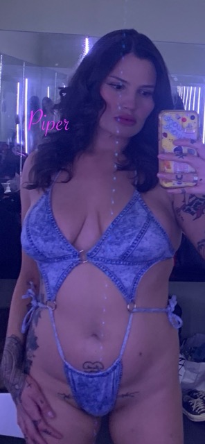 Piper in blue bikini